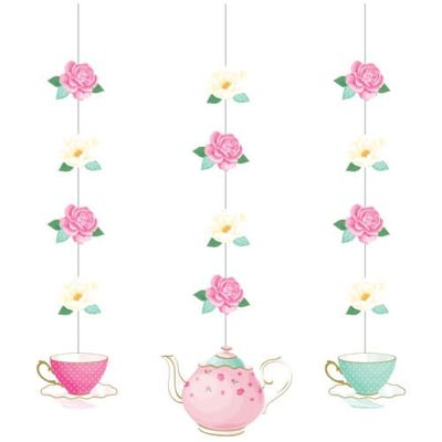 HANGING DANGLERS  3CT FLORAL TEA PARTY