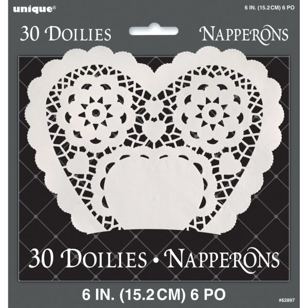 White Heart Doilies, 6&quot;, 30ct