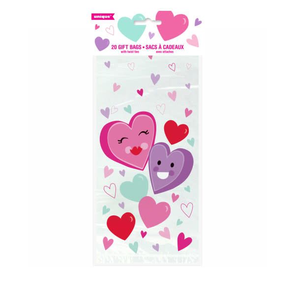 Smiling Hearts Cellophane Bags, 5&quot;x11&quot;, 20ct