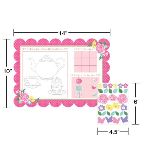 PLACEMAT W/STCKERS 12/8CT FLORAL TEA PARTY PLACEMAT W/STCKERS 12/8CT FLORAL TEA PARTY