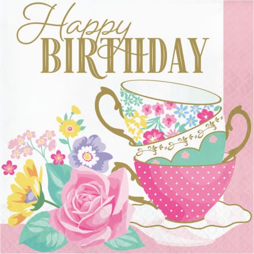 LUNCH NAPKINS 16CT 2P FLORAL TEA PARTY HBD