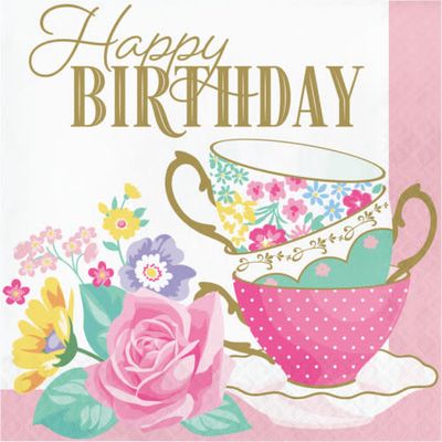 LUNCH NAPKINS 16CT 2P FLORAL TEA PARTY HBD LUNCH NAPKINS 16CT 2P FLORAL TEA PARTY HBD