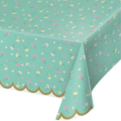 TABLE COVER 1CT 54X102 FLORAL TEA PARTY