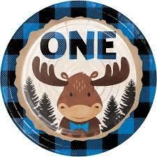PAPER PLATE 7&quot; 8CT ONE MOOSE BUFFALO PLAID