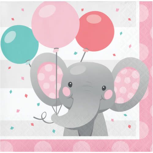 BEVERAGE NAPKIN 16CT GIRL ENCHANT ELEPHANT