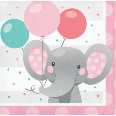 BEVERAGE NAPKIN 16CT GIRL ENCHANT ELEPHANT