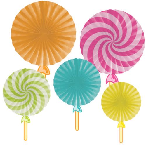 PAPER FANS 5CT CANDY SHOP PAPER FANS 5CT CANDY SHOP