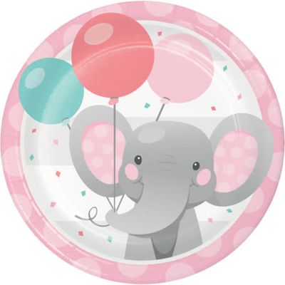 PAPER PLATE 8CT GIRL ENCHANT ELEPHANT