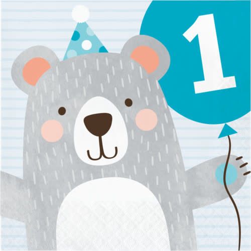 LUNCH NAPKIN 16CT  1ST BIRTHDAY BEAR-BD