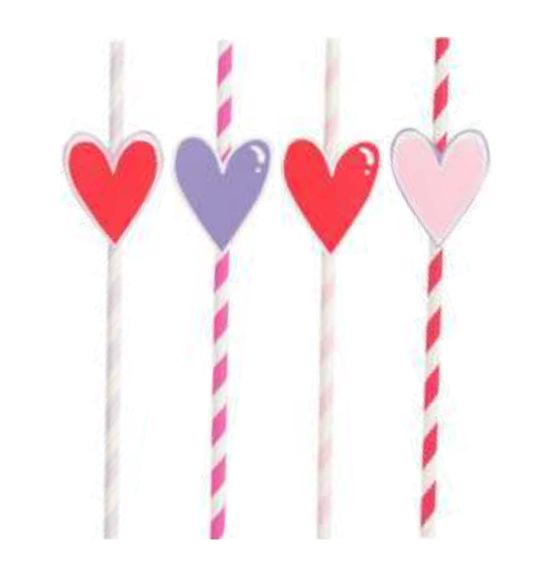 Red &amp; White Valentine Pinwheel Paper Straws, 3ct