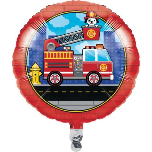 BLN MET 10/1CT 18&quot; FLAMING FIRE TRUCK