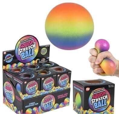 2.5&quot; SQUISH AND STRETCH RAINBOW BALL