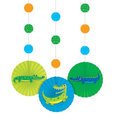 HANGING FANS 3/CT ALLIGATOR PARTY HANGING FANS 3/CT ALLIGATOR PARTY
