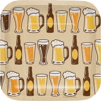 Plates SQ DD 12/8CT BEERS &amp; CHEERS