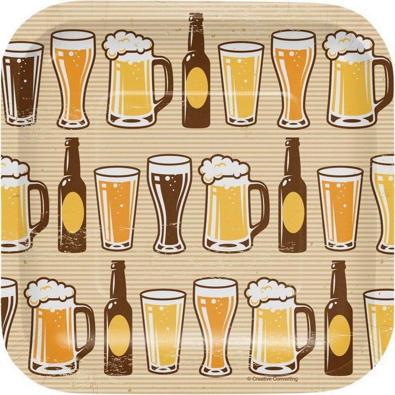 Plates SQ DD 12/8CT BEERS &amp; CHEERS