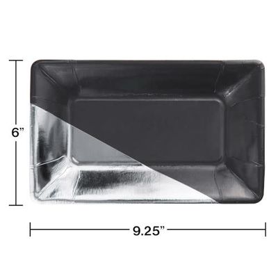 PLATE 9 RECT FOIL 6/8CT CHARCOAL