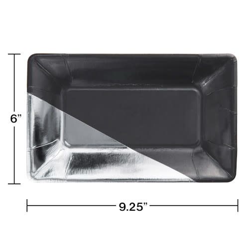 PLATE 9 RECT FOIL 6/8CT CHARCOAL