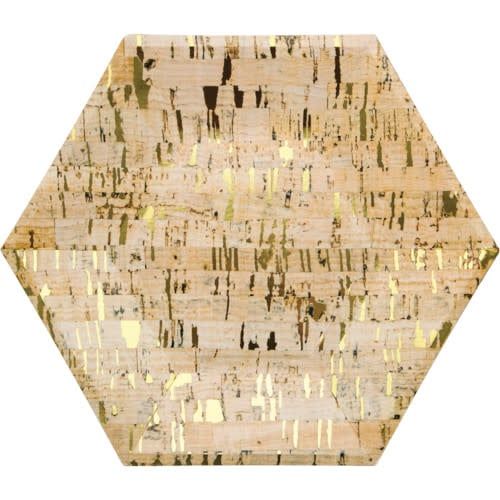 PLATE 10 SHP HEX FOIL 6/8CT CORK GOLD