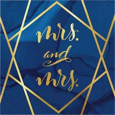 NAPKIN 12/16CT 3P MRS MRS FOIL NAVY BLUE GOLD GEODE