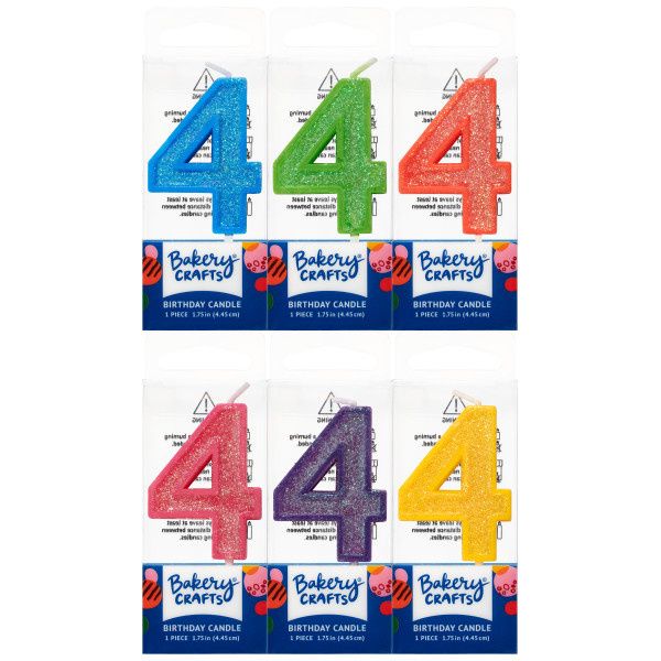 4 Mini Glitter Numeral Candles 4 Mini Glitter Numeral Candles