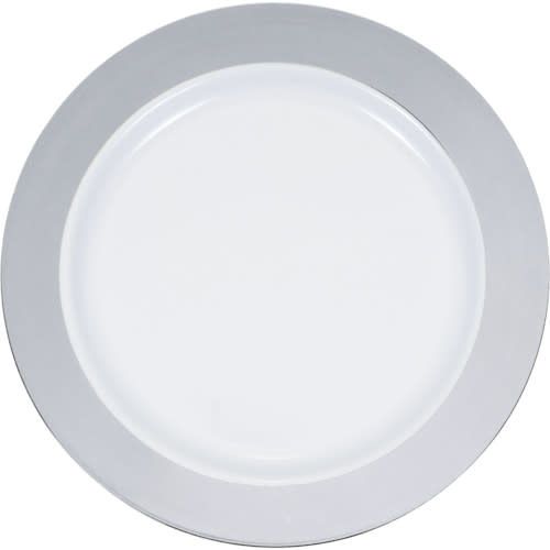 PLASTIC PLATE 12/10CT SILVER RIM