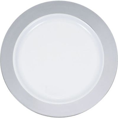 PLASTIC PLATE 12/10CT SILVER RIM