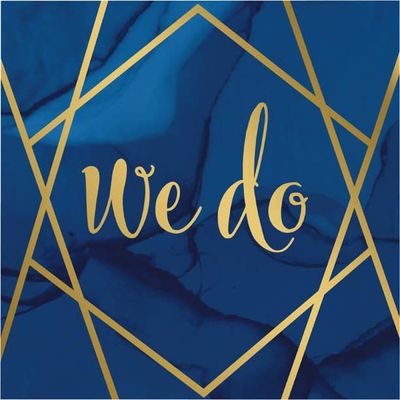 NAPKIN 12/16CT 3P FOIL WE DO NAVY GOLD GEODE