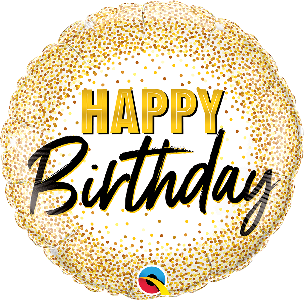 BDAY GOLD GLITTER DOTS 18&quot; BALLOON