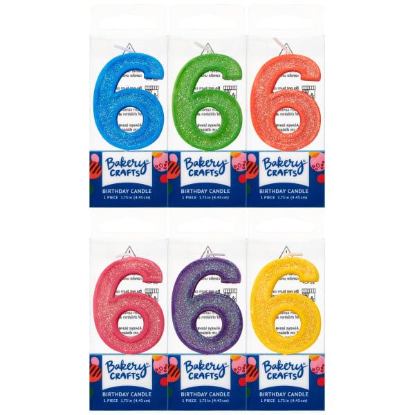 6 Mini Glitter Numeral Candles 6 Mini Glitter Numeral Candles