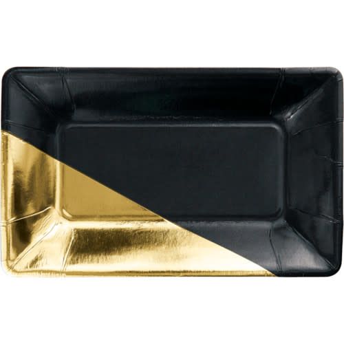 PLATE 9 RECT FOIL 6/8CT BLACK