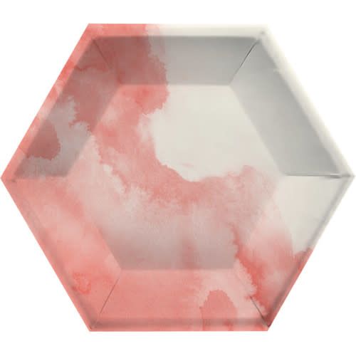HEXAGON PAPER PLATES 8CT PINK