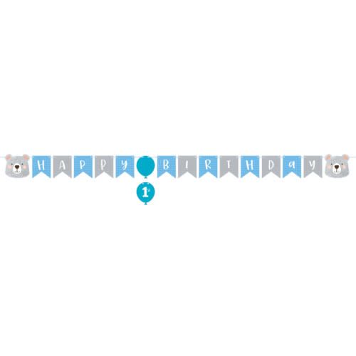 Banner shaped 1CT W/TW STCK 1ST BDAY BEAR