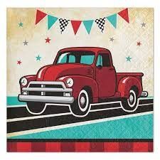 BEVERAGE NAPKINS 12/16CT 2P VINTAGE RED TRUCK BKF
