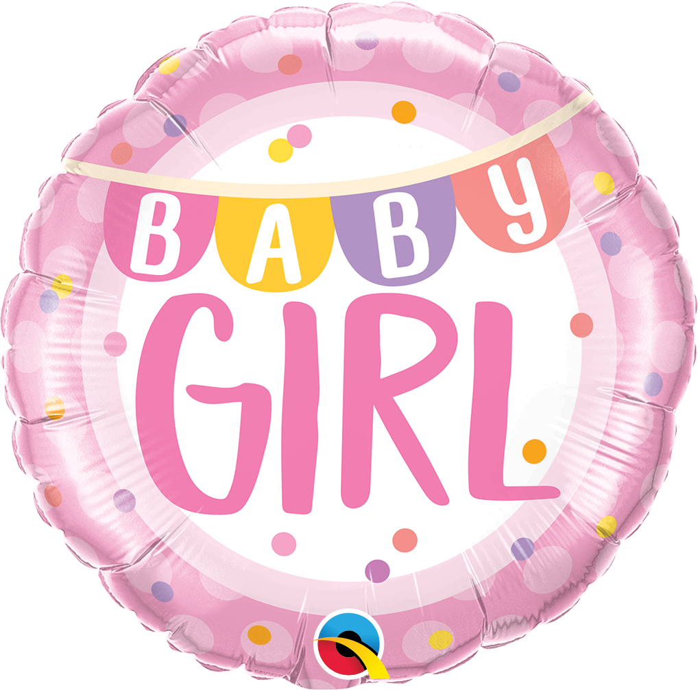 18 INCH BABY GIRL BANNER &amp; DOTS BALLOONS
