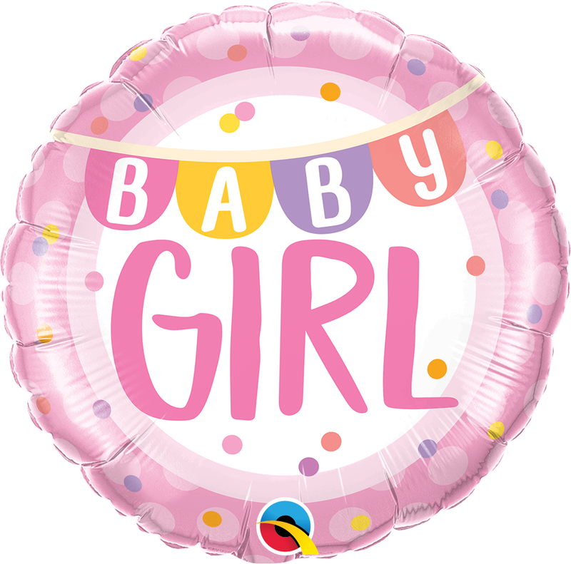 18 INCH BABY GIRL BANNER & DOTS BALLOONS 18 INCH BABY GIRL BANNER & DOTS BALLOONS