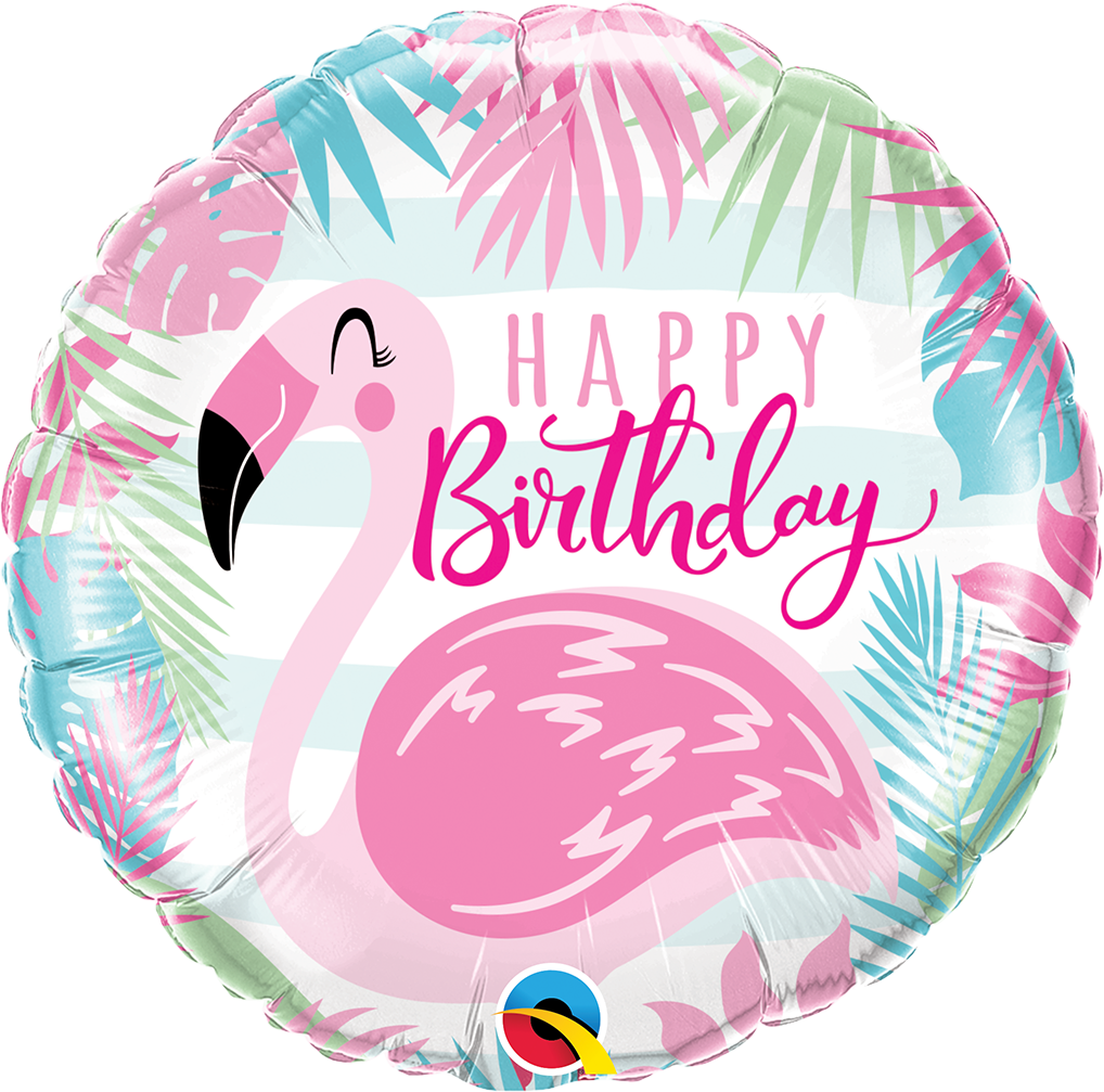 BDAY PINK FLAMINGO 18&quot; BALLOON