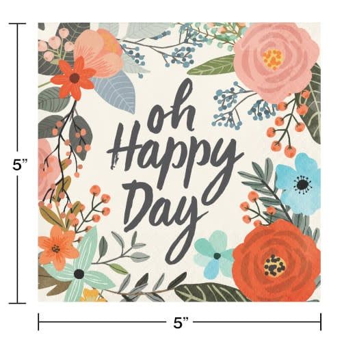 BEVERAGE NAPKINS 12/24CT 3P OH HAPPY DAY