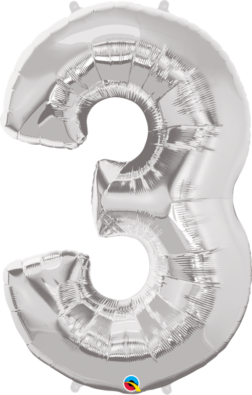 NUMBER THREE SILVER 34&quot; BALLOON FOIL