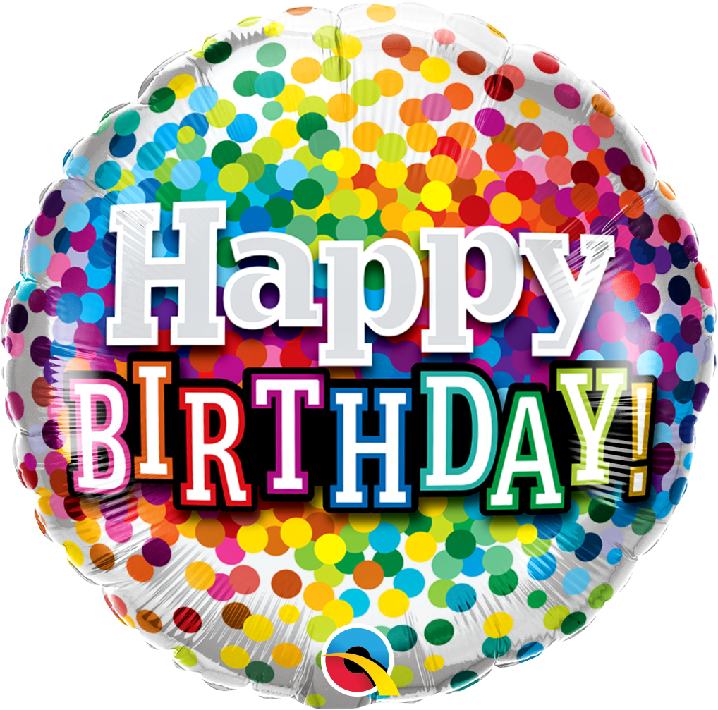 18 INCH BDAY RAINBOW CONFETTI BALLOON