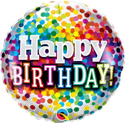 18 INCH BDAY RAINBOW CONFETTI BALLOON