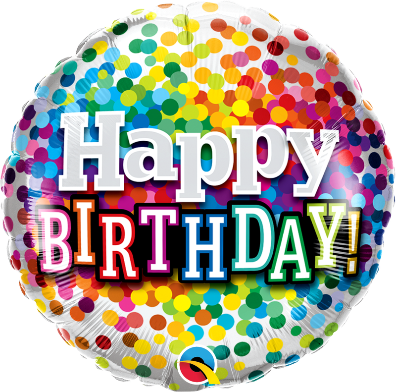 18 INCH BDAY RAINBOW CONFETTI BALLOON