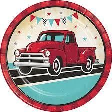 PAPER PLATES 12/8CT VINTAGE RED TRUCK PAPER PLATES 12/8CT VINTAGE RED TRUCK