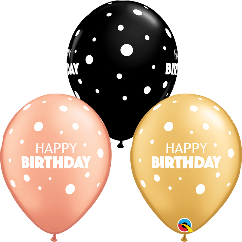11 INCH BDAY BIG & LITTLE DOTS 50/PKT 11 INCH BDAY BIG & LITTLE DOTS 50/PKT