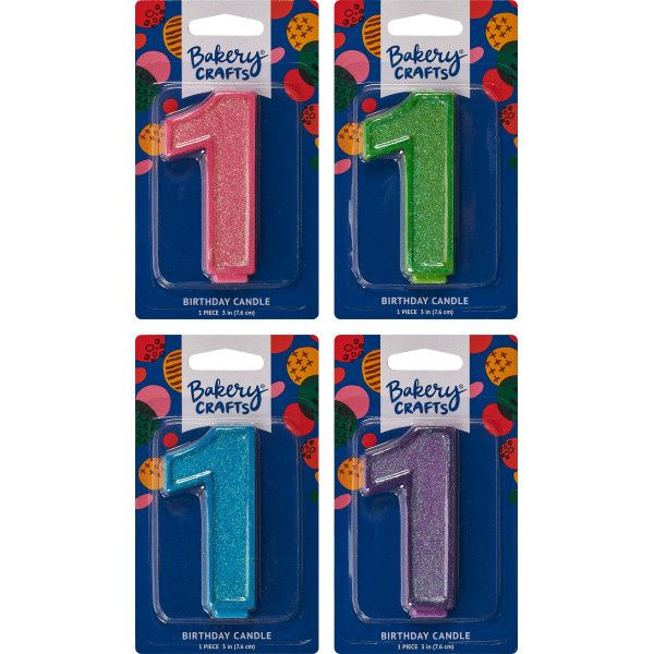1 Glitter Numeral Candles 1 Glitter Numeral Candles