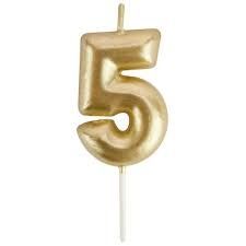 5 Mini Gold Numeral Candles