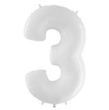 3 WHITE NUMBER BALLOON 3 WHITE NUMBER BALLOON