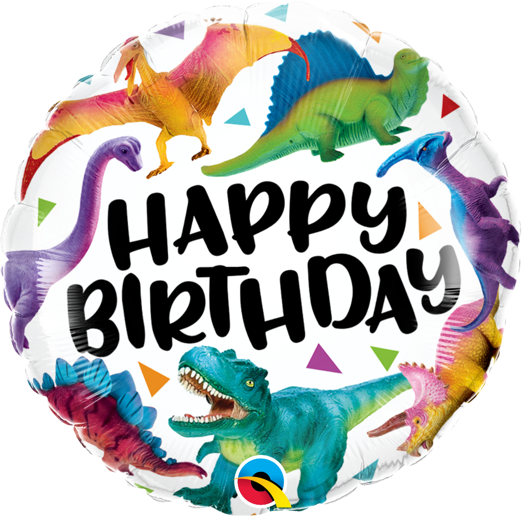 18 INCH BDAY COLORFUL DINOSAURS BALLOON