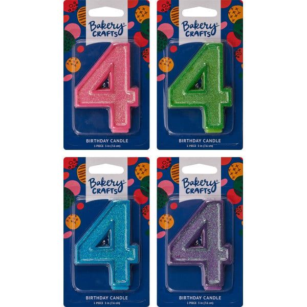 4 Glitter Numeral Candles 4 Glitter Numeral Candles