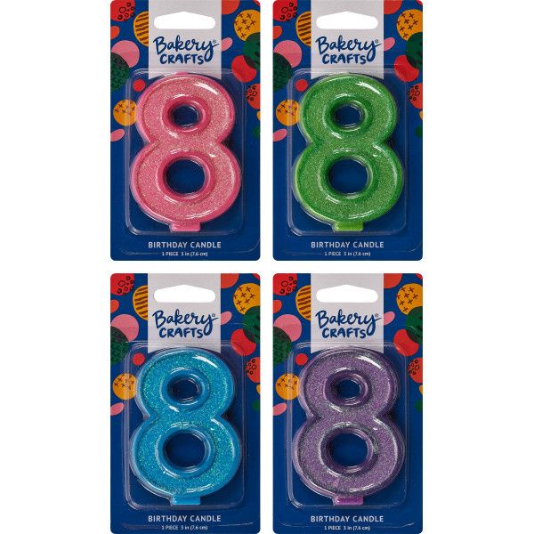 8 Glitter Numeral Candles 8 Glitter Numeral Candles