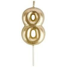 8 Mini Gold Numeral Candles 8 Mini Gold Numeral Candles